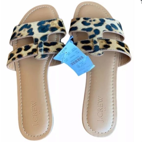 NWT J.CREW calf hair beachside slide sandals 7M
